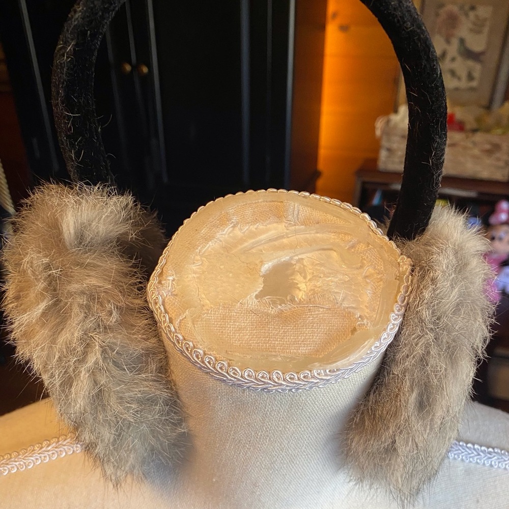 Gray Bunny Fur Ear Muffs